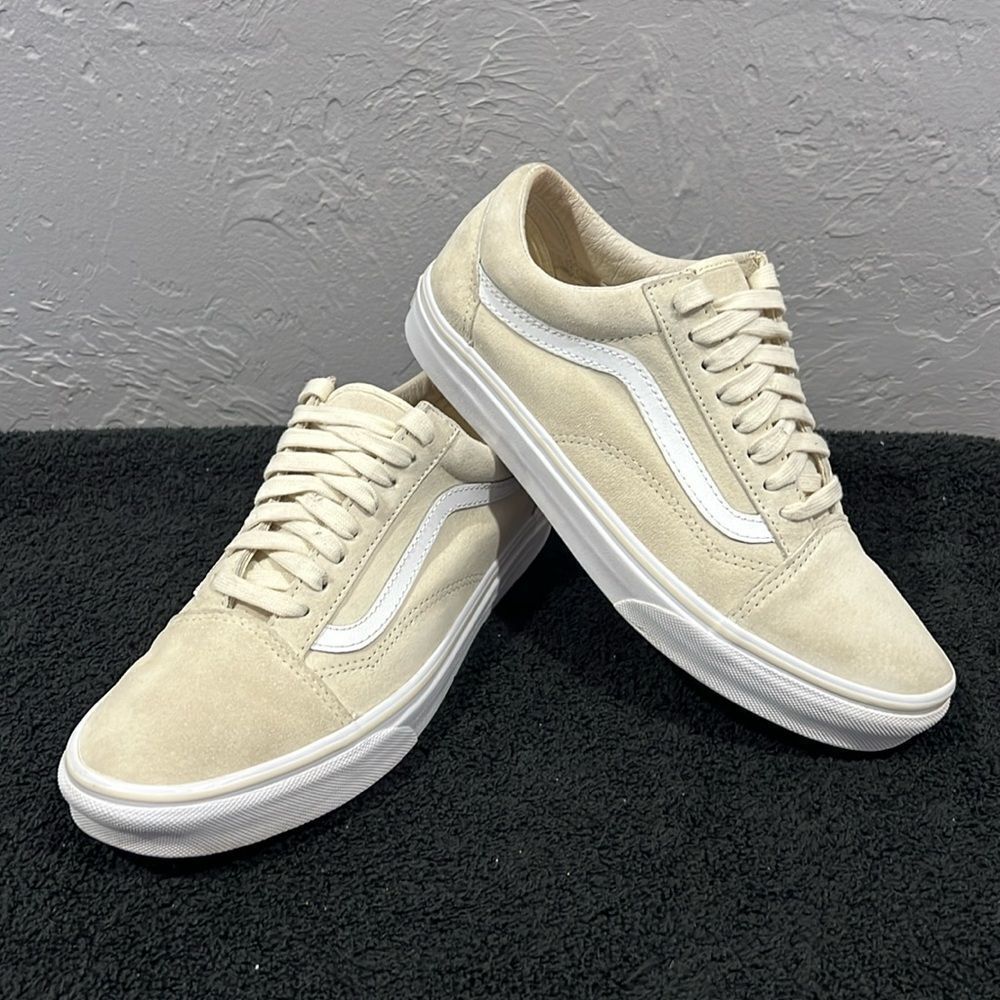 🔥🔥 VANS Old Skool Scotchgard Cream Nubuck Suede sneakers Men Sz 8 / Women 9.5